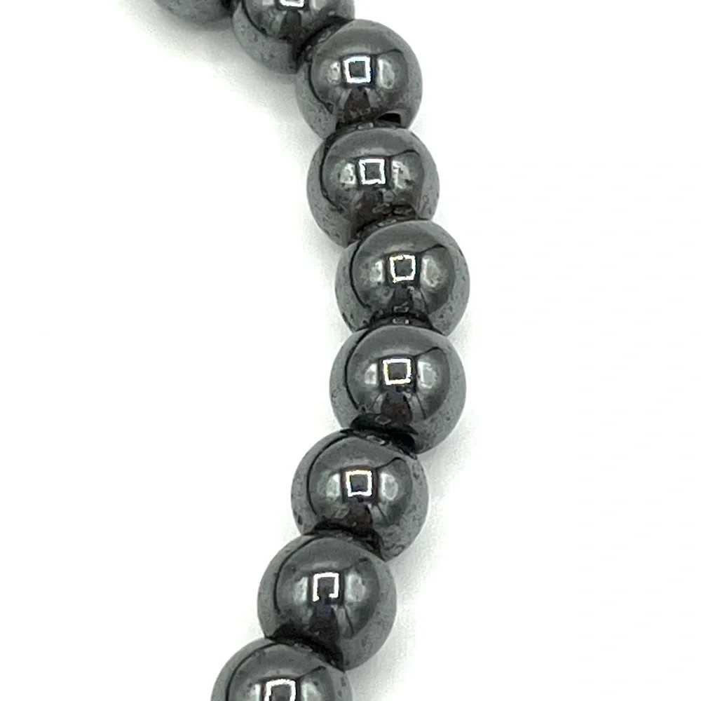 HAND CRAFTED Stretch Bracelet with Fuchsia Geode and Black Hematite - Picture 5 of 7